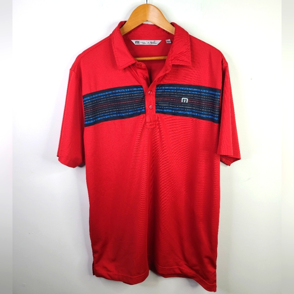 Travis Mathew- Short Sleeve Polo - SIZE L - Red Blue Black Office Golf